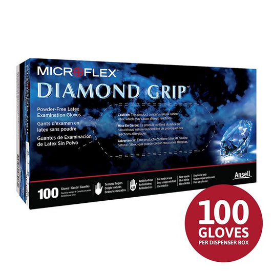 🔥 Microflex MF-300 Diamond Grip Medium Disposable Latex White Exam Gloves - 100pk