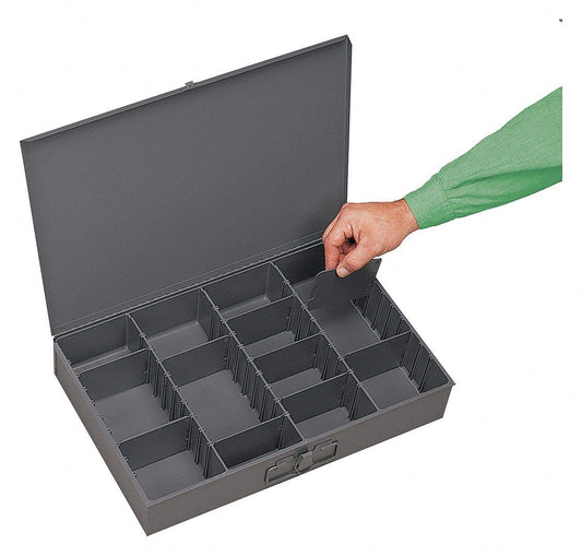 Gray Compartment Box, 12 In D, 18 In W, 3 In H
