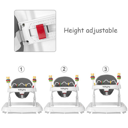 Adjustable Folding Baby Walker with High Back and Padded Seat