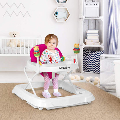 Adjustable Folding Baby Walker with High Back and Padded Seat