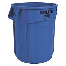 Rubbermaid Commercial Products 1779699 BRUTE Heavy-Duty Round Trash/Garbage Can, 10-Gallon, Blue - Milagru Store