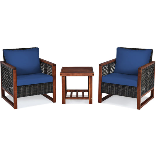 3-Piece Acacia Wood Patio Furniture Set with Coffee Table
