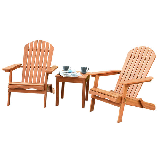 3-Piece Adirondack Chair Set with Widened Armrest