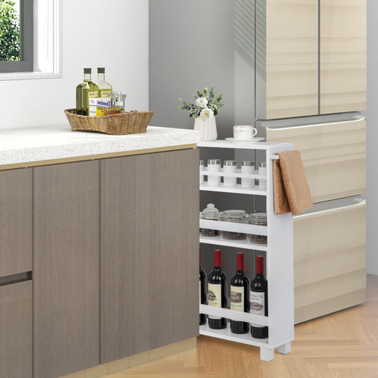 4-Tier Slim Storage Kitchen Cart with Adjustable Shelves