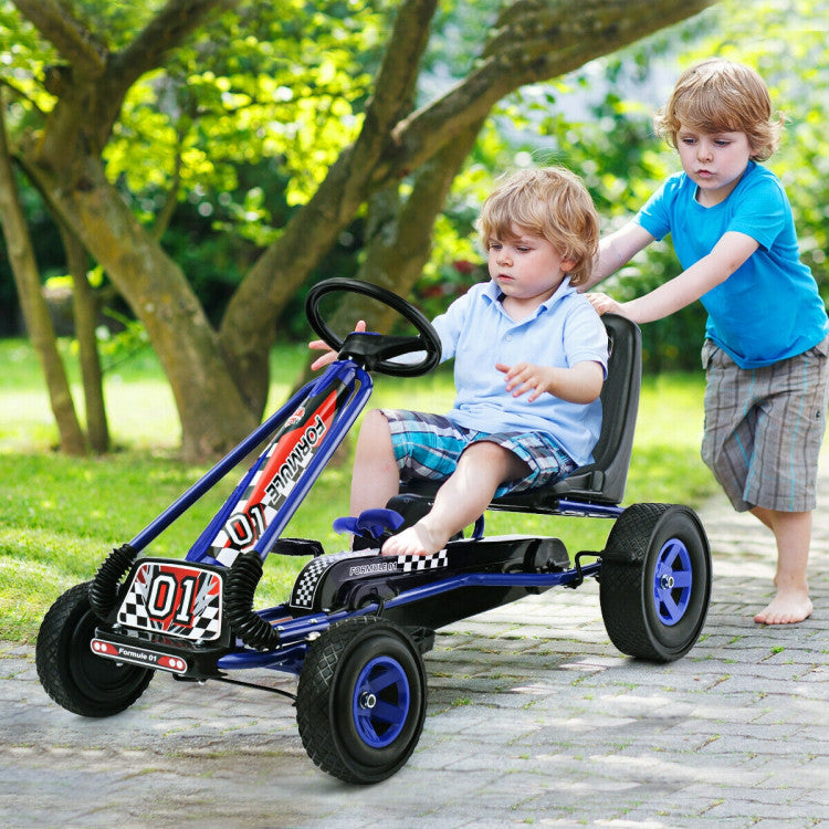 Costway 4 Wheels Kids Ride On Pedal Powered Bike Go Kart Racer Car Outdoor Play Toy