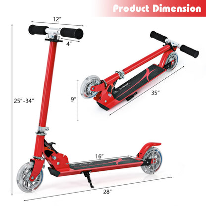 Costway Folding Aluminum Kids Kick Scooter with LED Lights