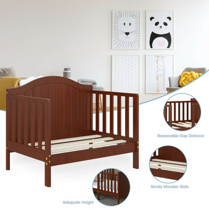 2-in-1 Classic Convertible Wooden Toddler Bed with Guardrails