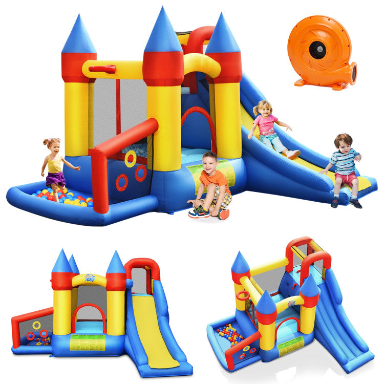 Inflatable Bounce House with Basketball Rim and 780W Blower