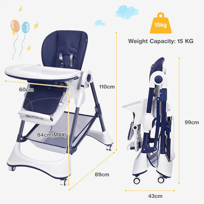 A-Shaped High Chair with 4 Lockable Wheels