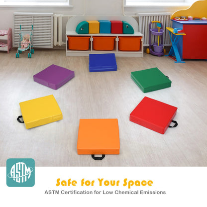 6 Pieces 15-inch Square Toddler Floor Cushions Set With Handles