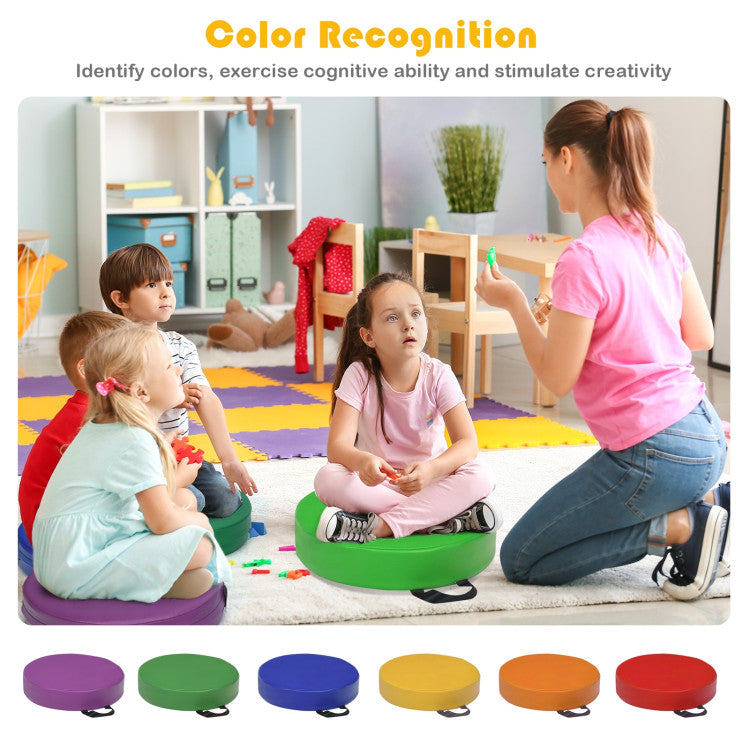 6 Pieces 15-inch Round Toddler Floor Cushions