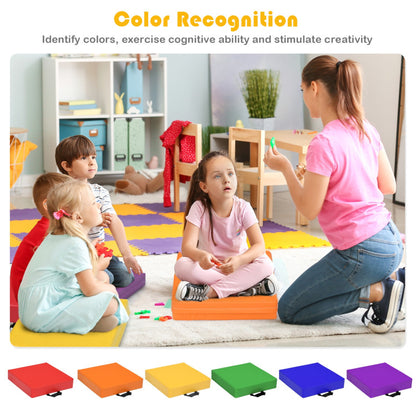 6 Pieces 15-inch Square Toddler Floor Cushions Set With Handles