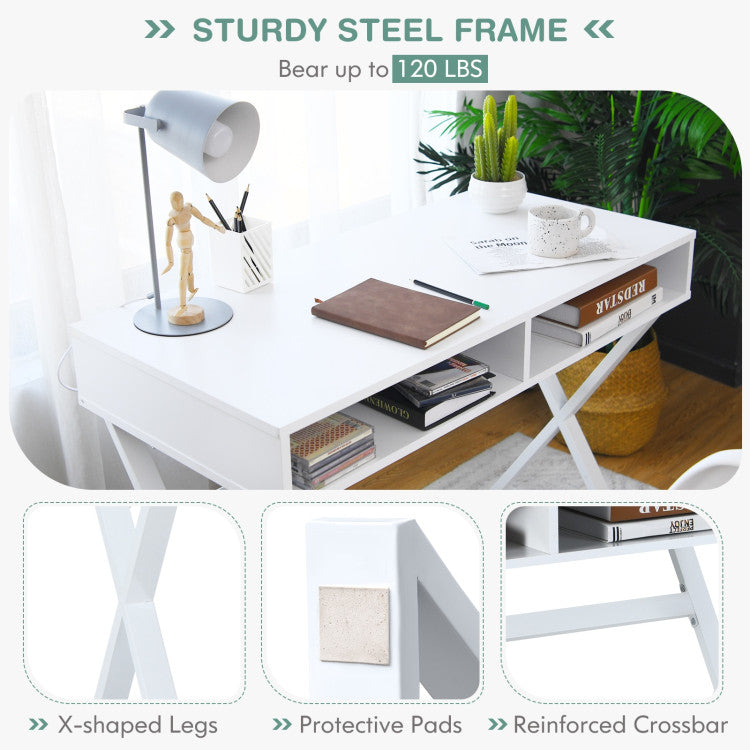 Modern Desk Vanity Table with Two Storage Compartments