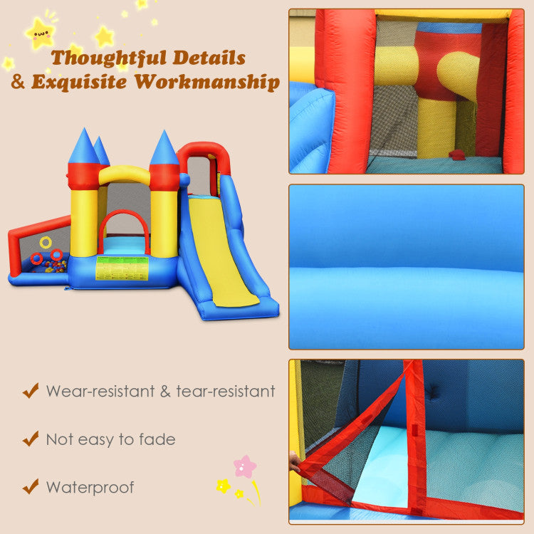 Inflatable Bounce House with Basketball Rim and 780W Blower