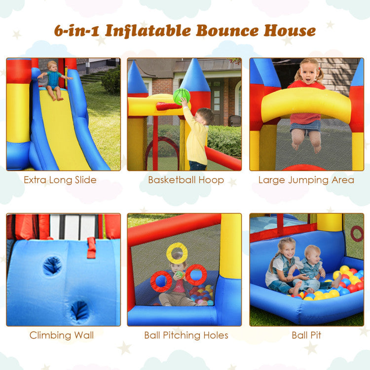 Inflatable Bounce House with Basketball Rim and 780W Blower