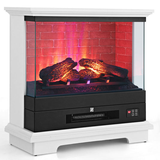 27-Inch Freestanding Electric Fireplace with 3-Level Vivid Flame Thermostat
