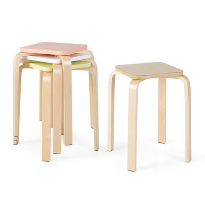 Set of 4 Stackable Stools with a Square Top and Rounded Corners