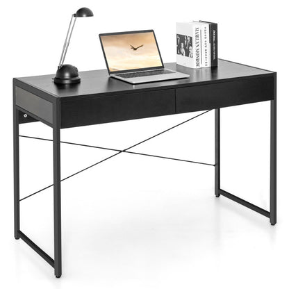 2-Drawer Home Office Desk with Steel Frame