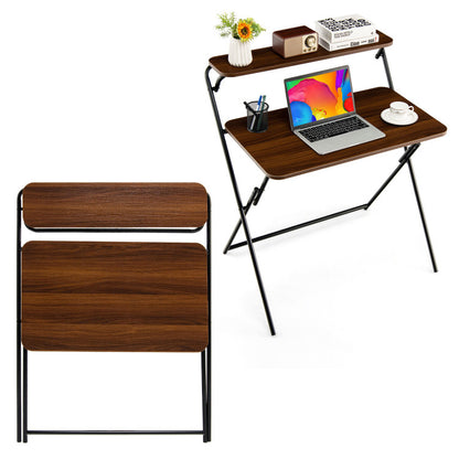 2-Tier Folding Computer Desk for Home or Office