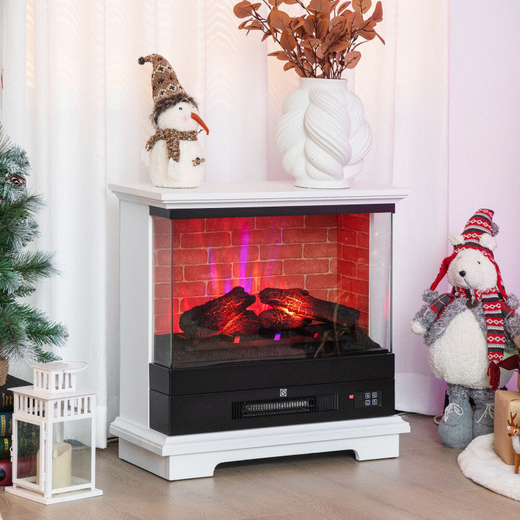 27-Inch Freestanding Electric Fireplace with 3-Level Vivid Flame Thermostat