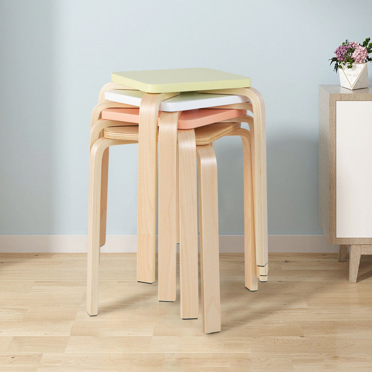Set of 4 Stackable Stools with a Square Top and Rounded Corners