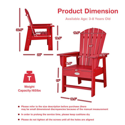 Patio Kids' Adirondack Chair with Ergonomic Backrest