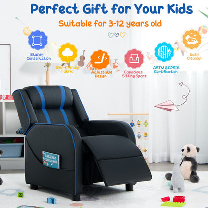 Kids Recliner Chair with Side Pockets and Footrest