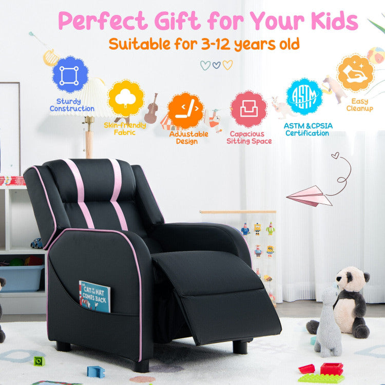 Kids Recliner Chair with Side Pockets and Footrest