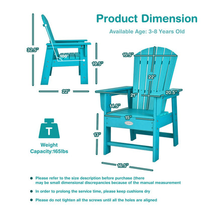 Patio Kids' Adirondack Chair with Ergonomic Backrest