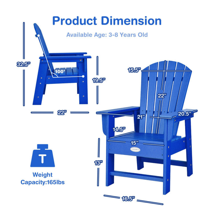 Patio Kids' Adirondack Chair with Ergonomic Backrest