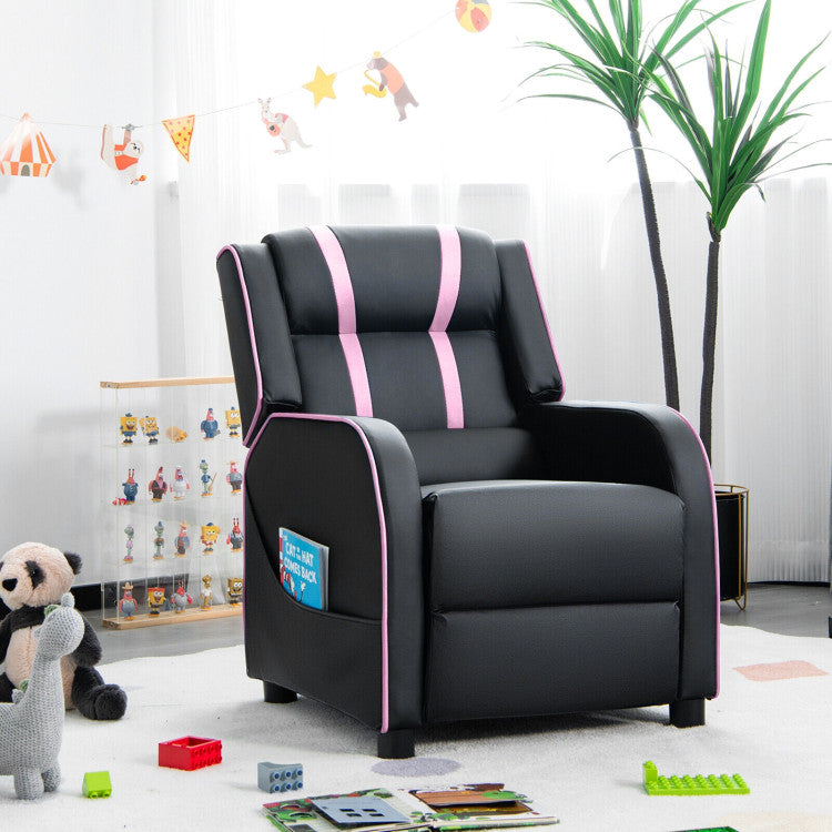 Kids Recliner Chair with Side Pockets and Footrest