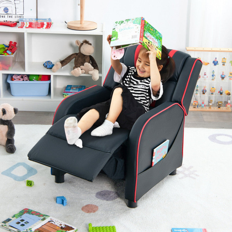 Kids Recliner Chair with Side Pockets and Footrest