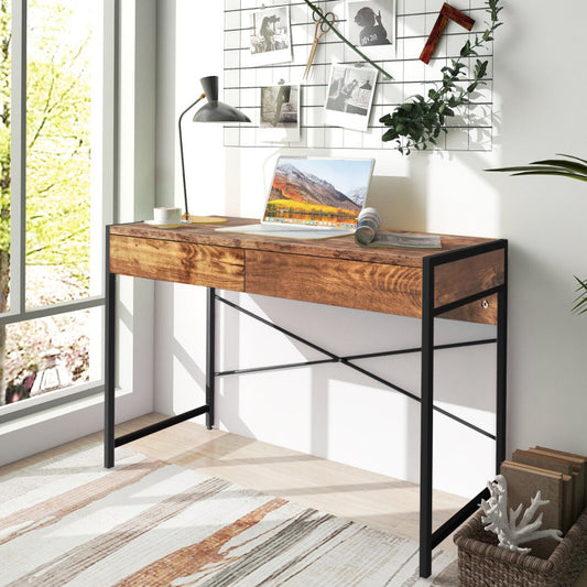 2-Drawer Home Office Desk with Steel Frame