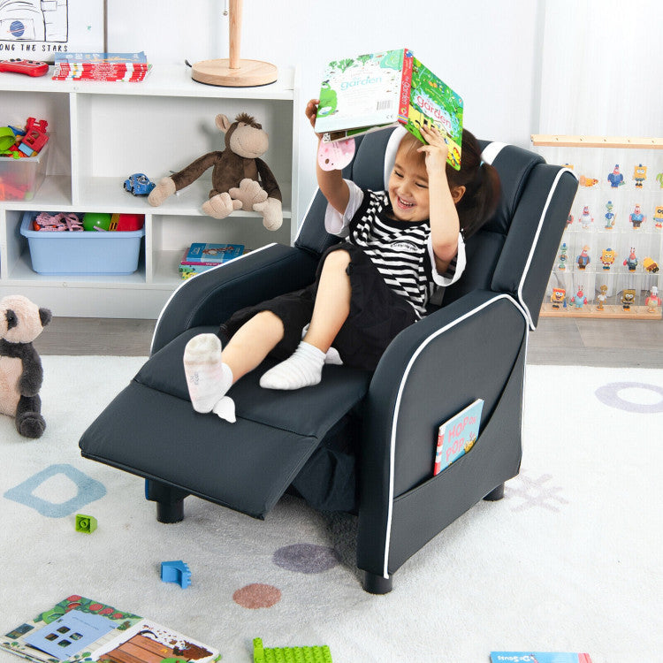 Kids Recliner Chair with Side Pockets and Footrest