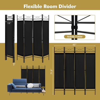 6-Feet 4-Panel Folding Freestanding Room Divider