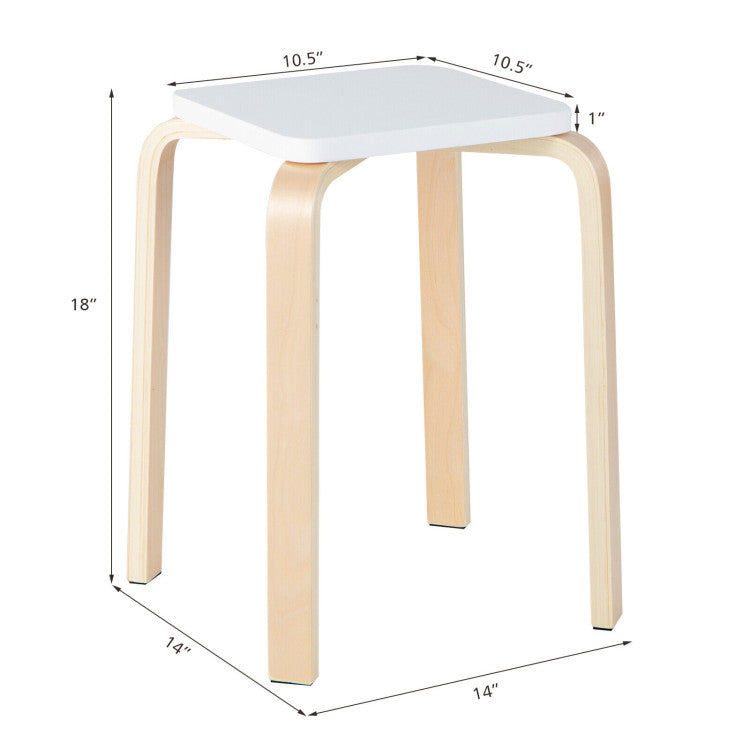 Set of 4 Stackable Stools with a Square Top and Rounded Corners