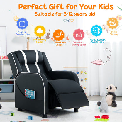 Kids Recliner Chair with Side Pockets and Footrest