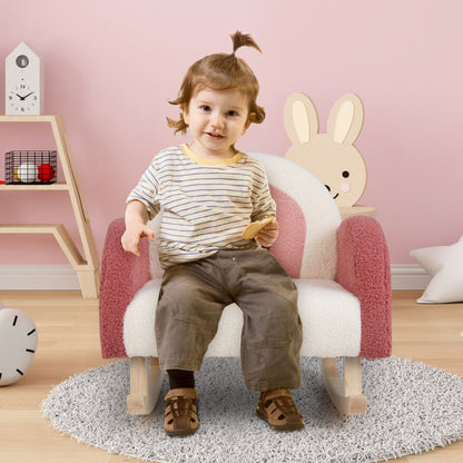 Kids Rocking Chair Velvet Upholstered Sofa with Solid Wood Legs