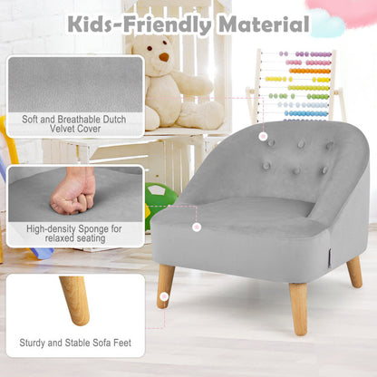 Soft Velvet Upholstered Kids Sofa Chair with Ottoman