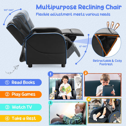 Kids Recliner Chair with Side Pockets and Footrest