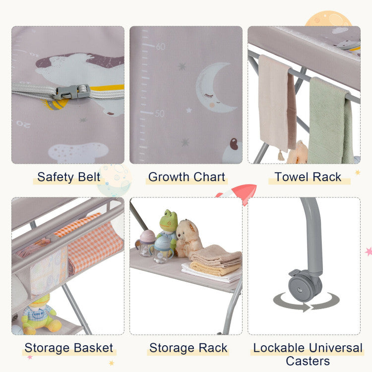 Baby Changing Table with Safety Belt and 4-Side Defense