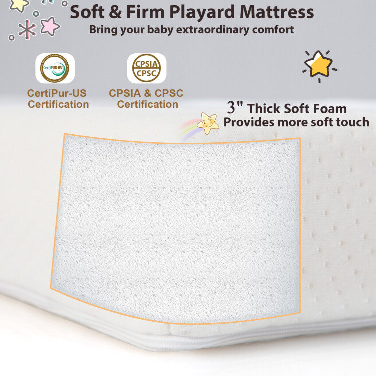 Tri-Fold Pack n Play Mattress with 3 Inch Ultra Soft Foam