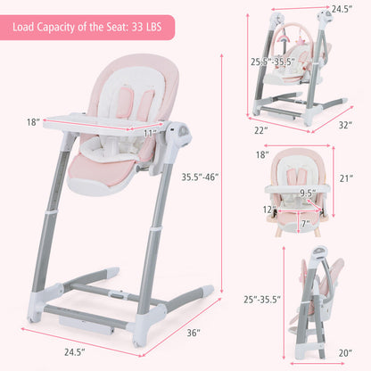 Baby Folding High Chair with Adjustable Height and Backrest