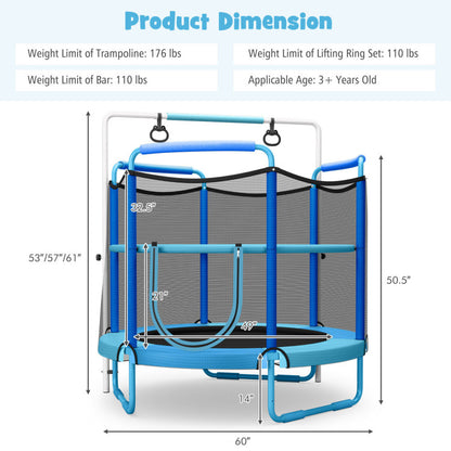 5 Feet Kids 3-in-1 Game Trampoline with Enclosure Net Spring Pad