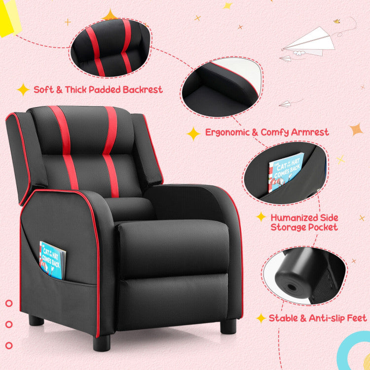 Kids Recliner Chair with Side Pockets and Footrest