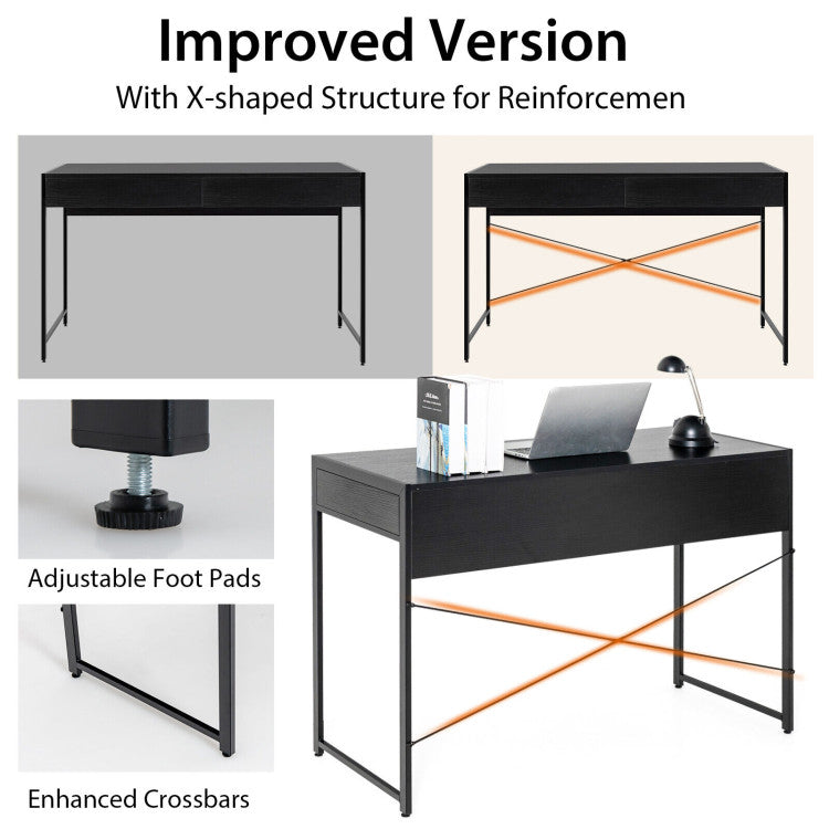 2-Drawer Home Office Desk with Steel Frame