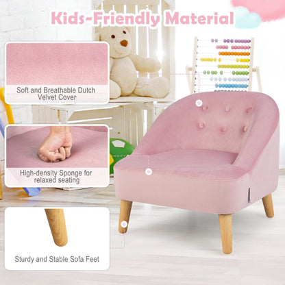 Soft Velvet Upholstered Kids Sofa Chair with Ottoman