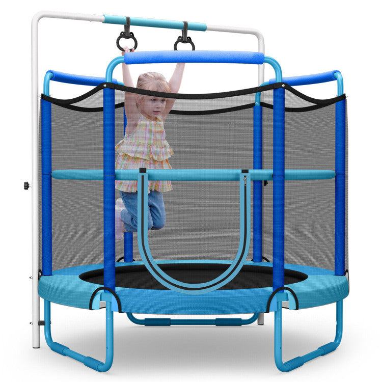 5 Feet Kids 3-in-1 Game Trampoline with Enclosure Net Spring Pad