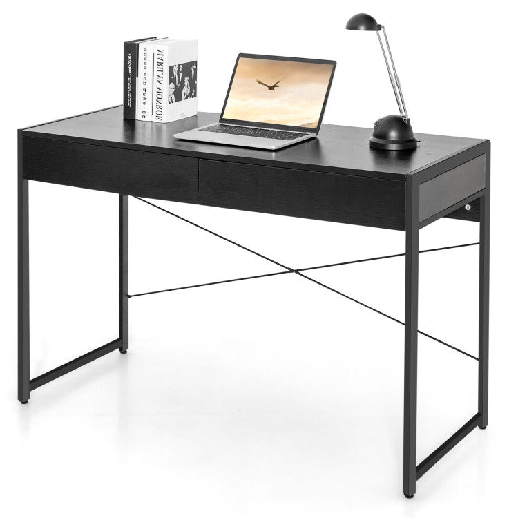 2-Drawer Home Office Desk with Steel Frame