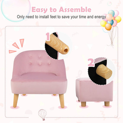 Soft Velvet Upholstered Kids Sofa Chair with Ottoman